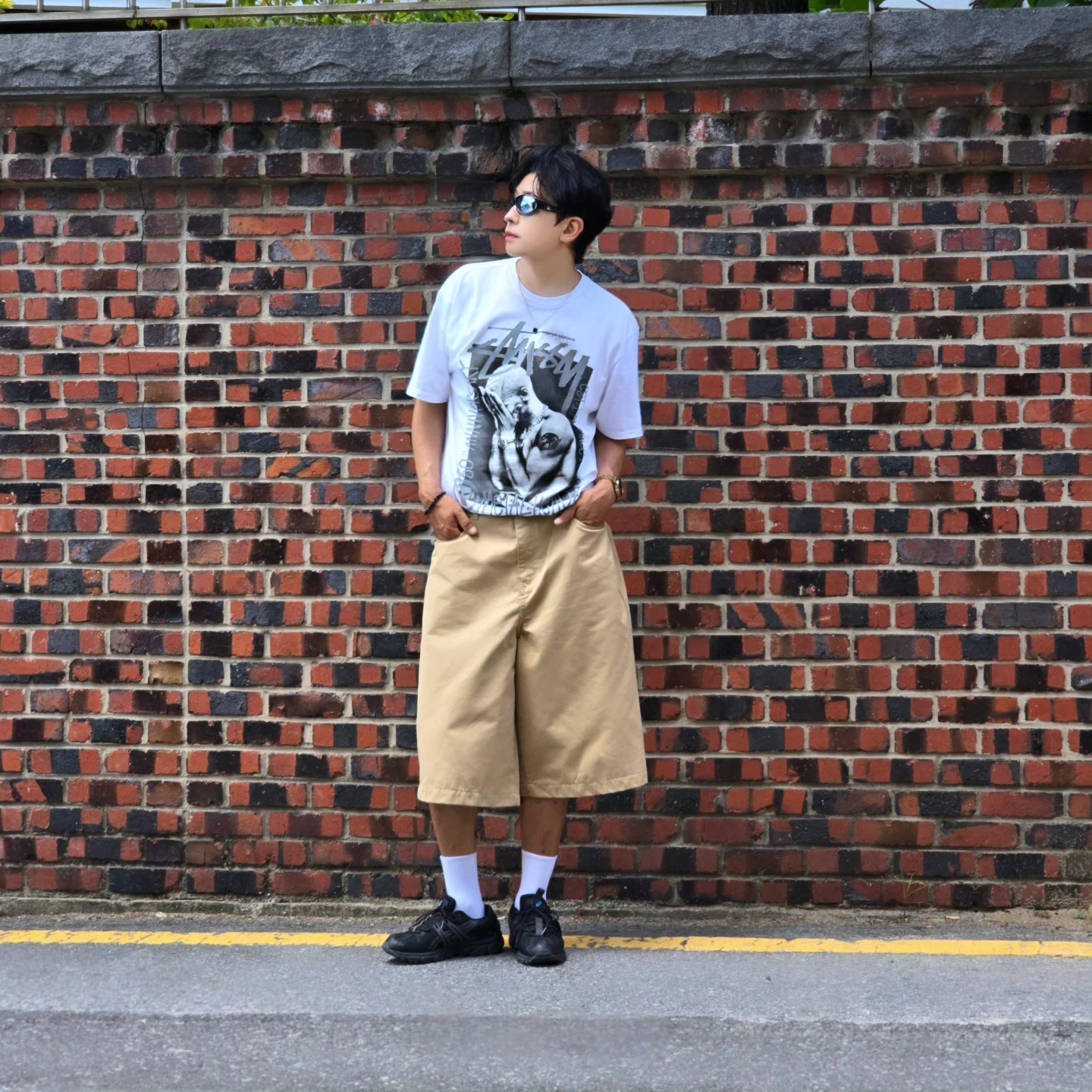Stussy x Goldie Metalheadz 30 T-Shirt White, Asics Gel-Sonoma 15-50 Black Obsidian Grey 착용 스타일 - 3