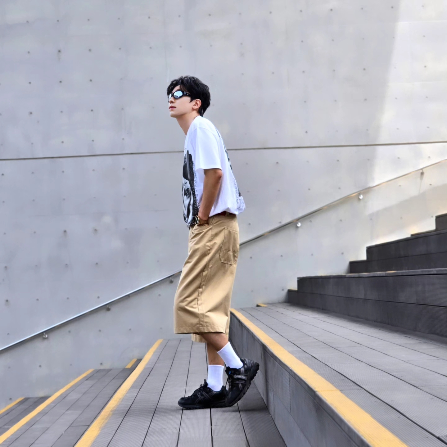 Stussy x Goldie Metalheadz 30 T-Shirt White, Asics Gel-Sonoma 15-50 Black Obsidian Grey 착용 스타일 - 6