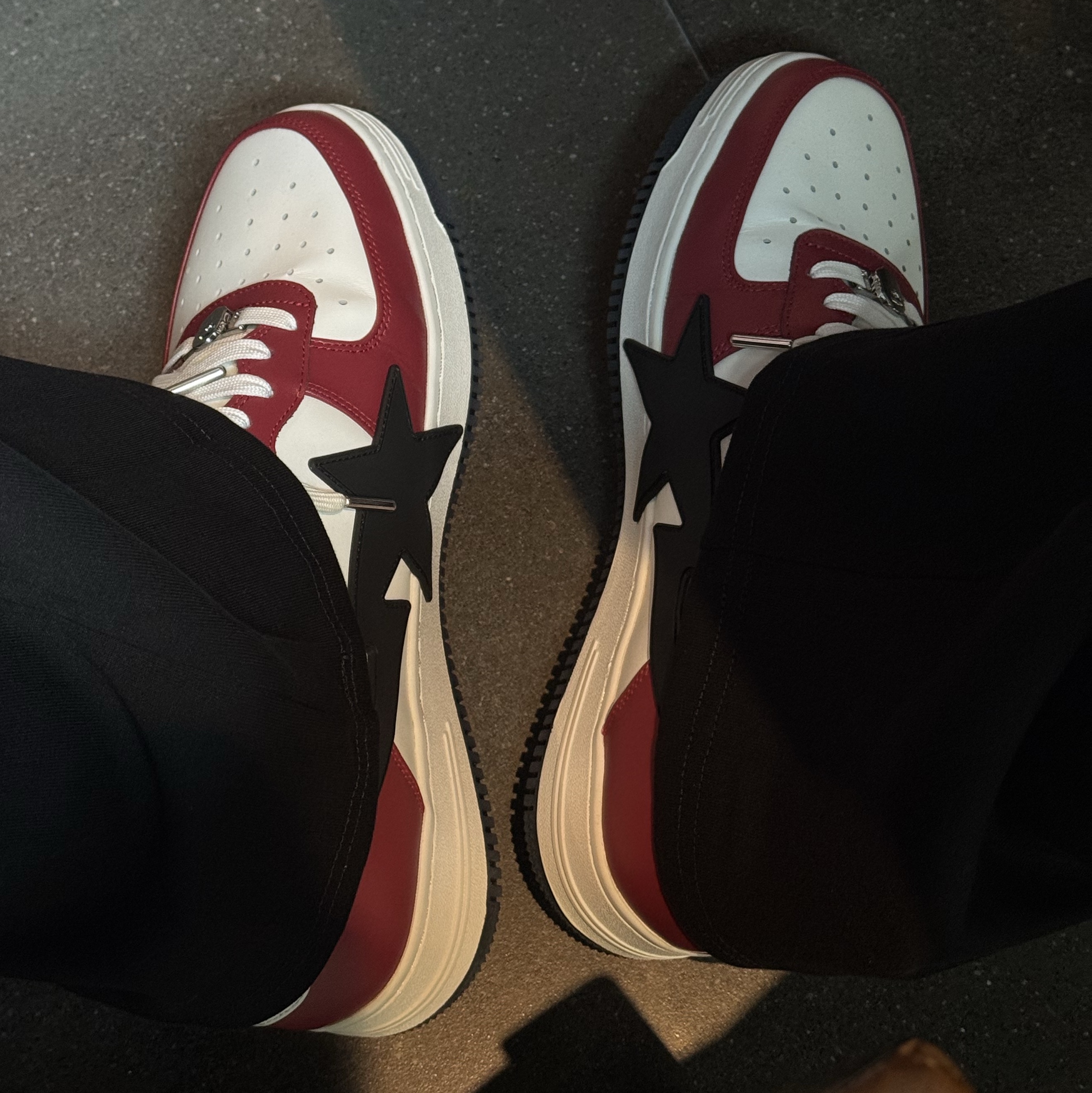 BAPE Bape Sta OS #2 M2 Bright Red 착용 스타일