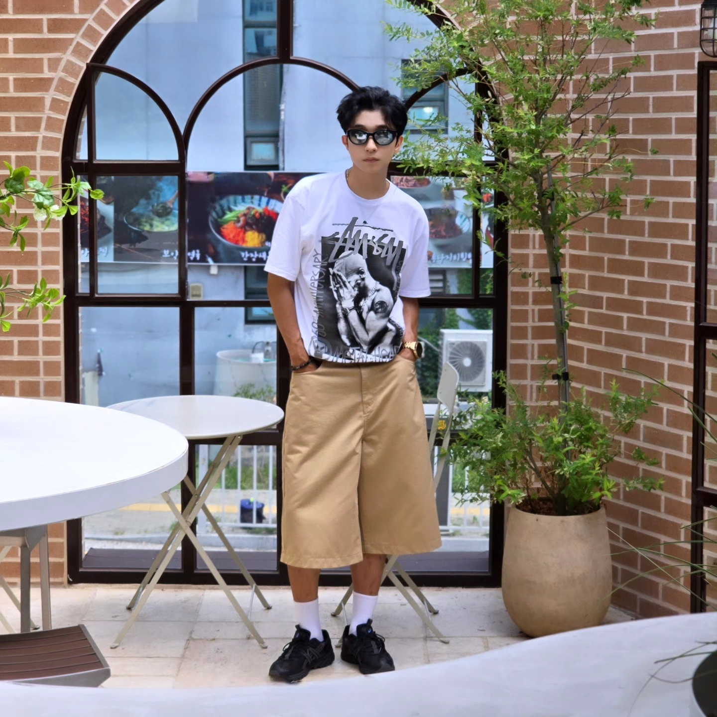 Stussy x Goldie Metalheadz 30 T-Shirt White, Asics Gel-Sonoma 15-50 Black Obsidian Grey 착용 스타일 - 6