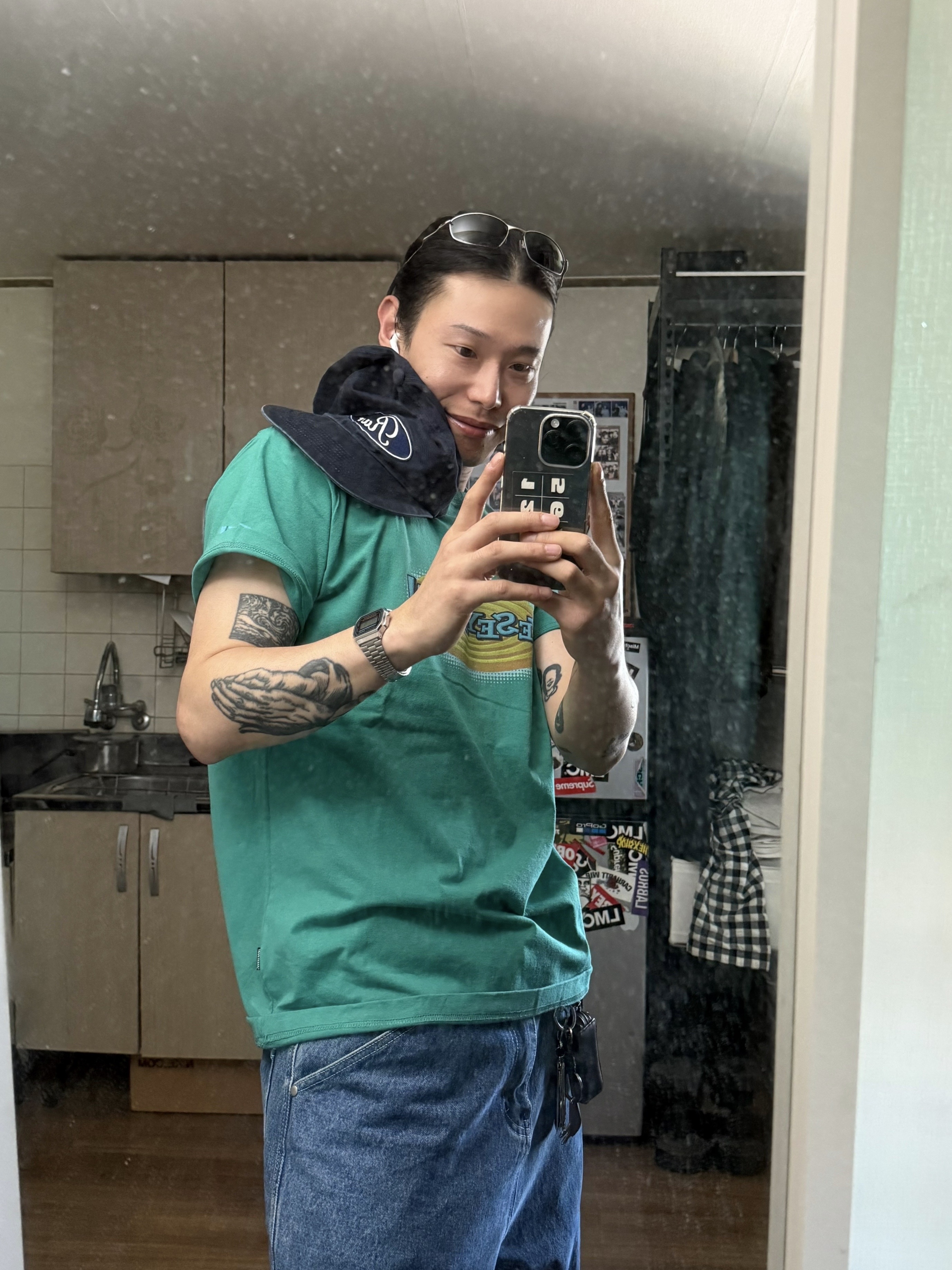 Suade Contour Pocket Denim Blue 착용 스타일 - 1