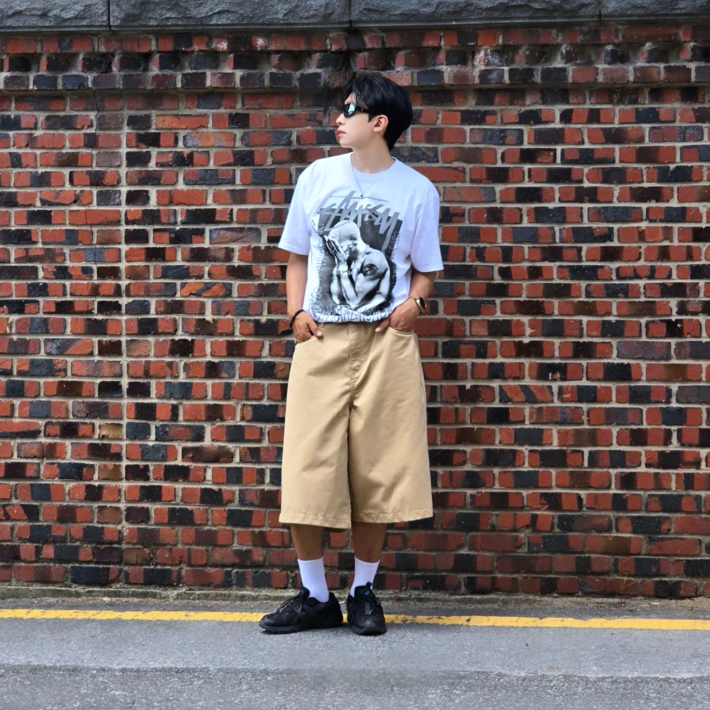Stussy x Goldie Metalheadz 30 T-Shirt White, Asics Gel-Sonoma 15-50 Black Obsidian Grey 착용 스타일 - 5