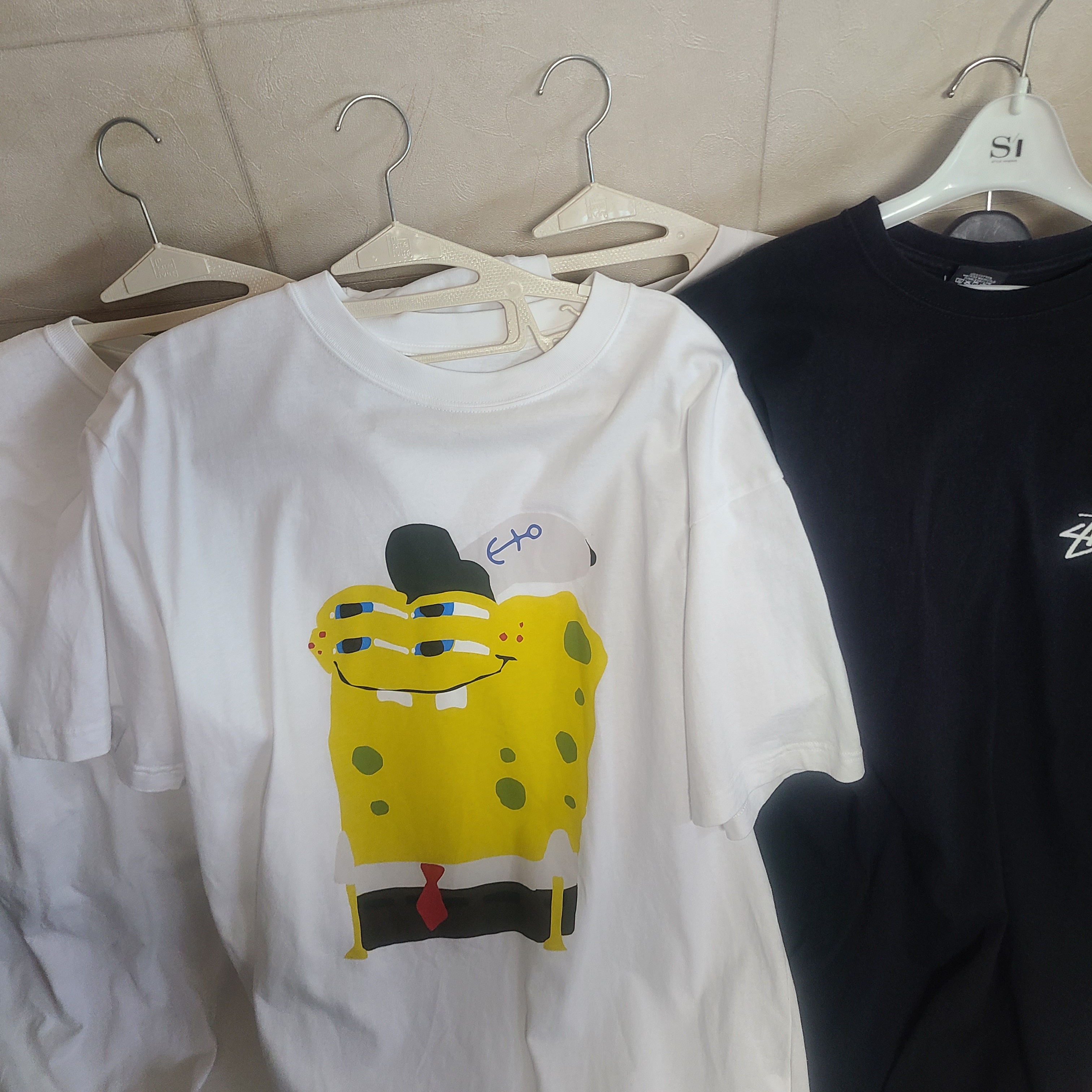 Uniqlo UT x CPFM x SpongeBob Graphic T-Shirt C White - KR 착용 스타일