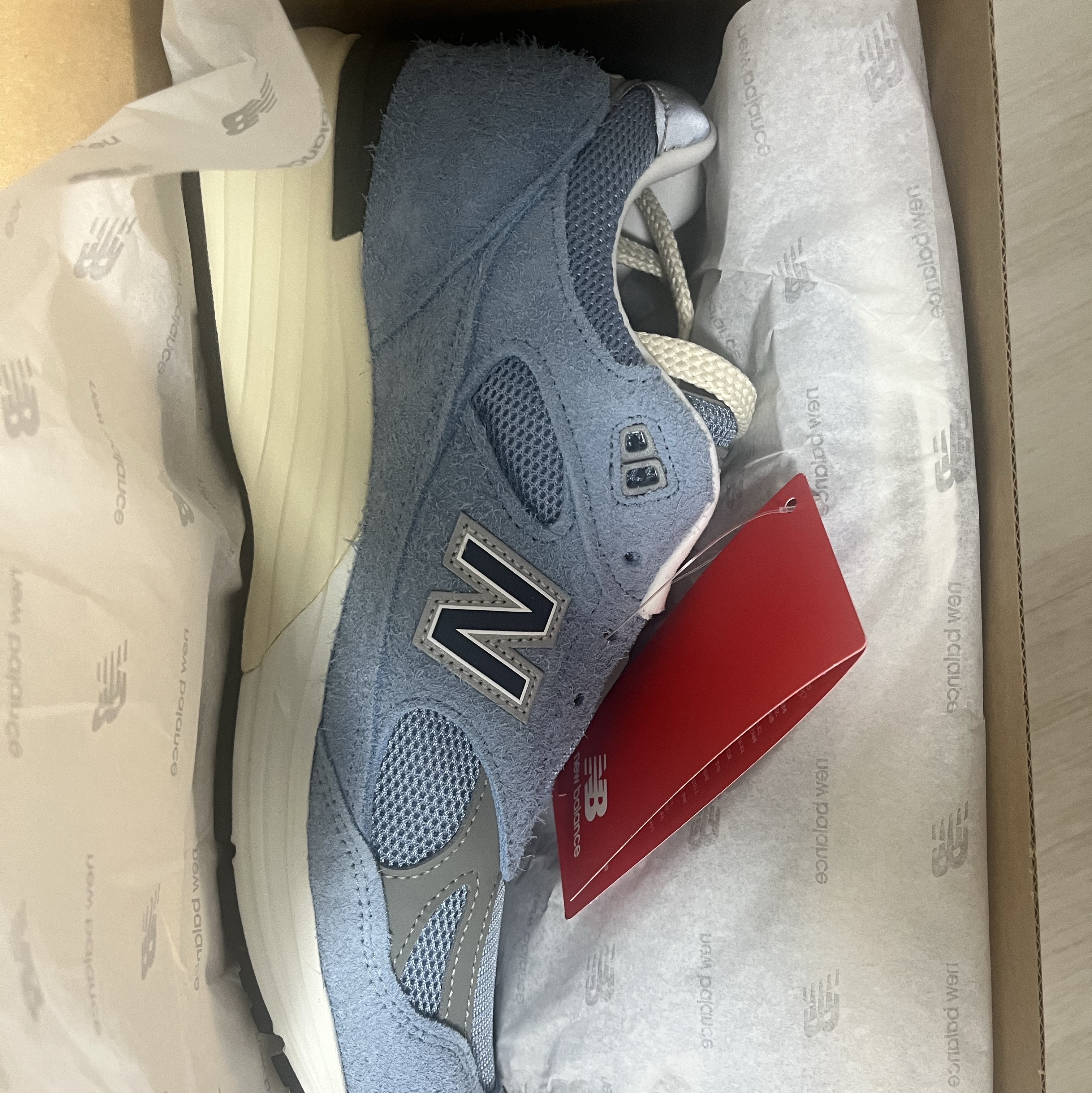 New Balance 991v2 Made in UK Celestial Blue Faded Denim 착용 스타일