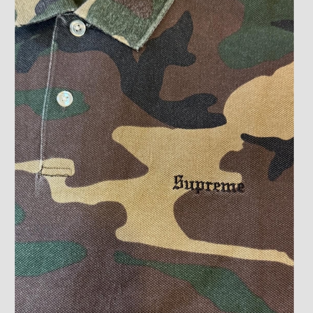 Supreme Washed Camo Polo Woodland Camo - 25SS 착용 스타일 - 3