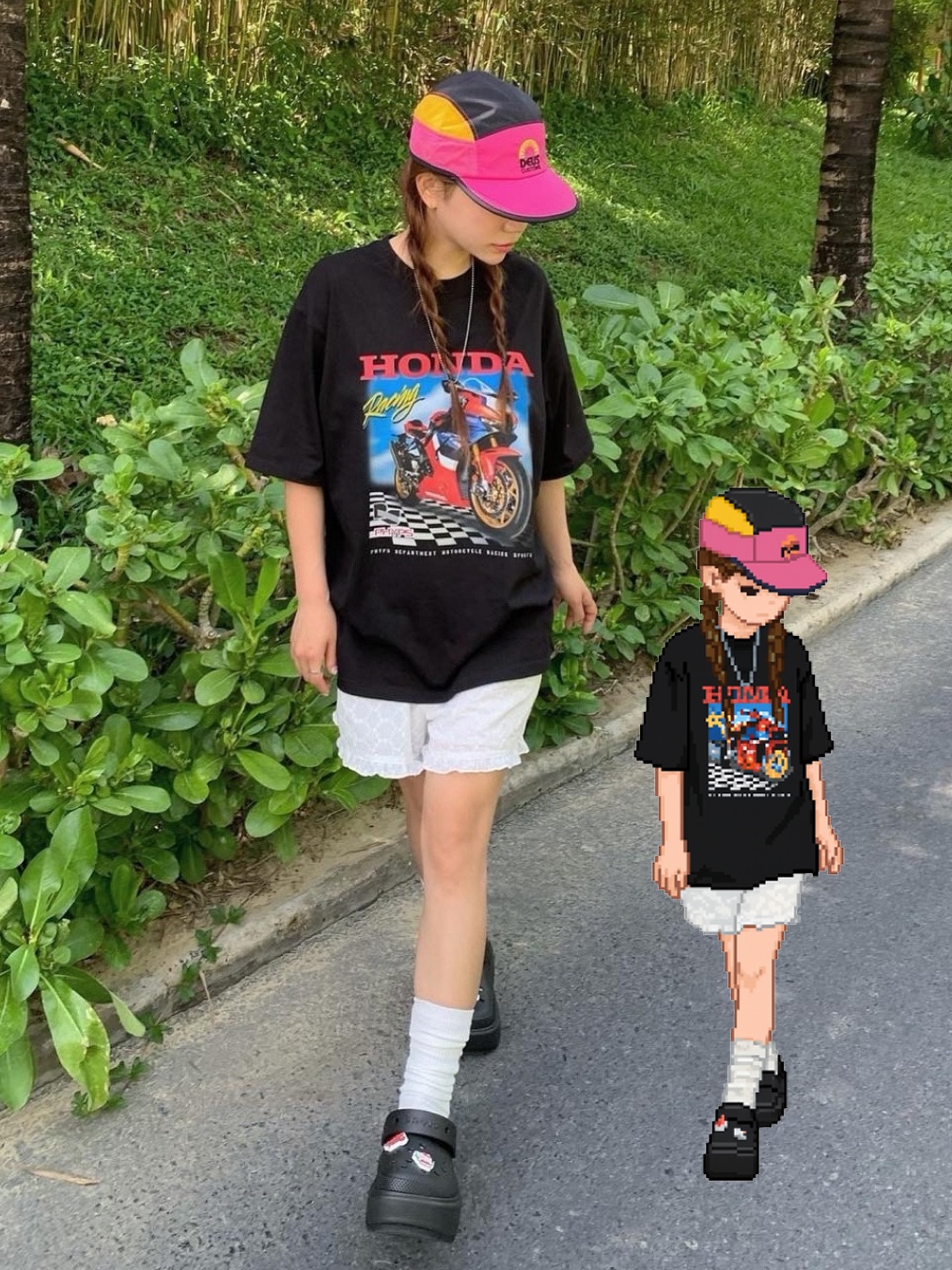 Supreme Loose Fit Multi Stripe S/S Shirt Black - 24SS, Crocs Stomp Clog Black 착용 스타일 - 3