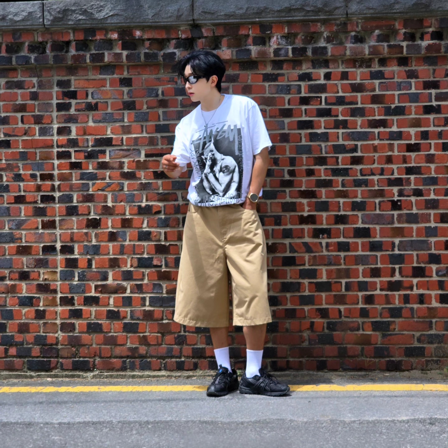 Stussy x Goldie Metalheadz 30 T-Shirt White, Asics Gel-Sonoma 15-50 Black Obsidian Grey 착용 스타일 - 4