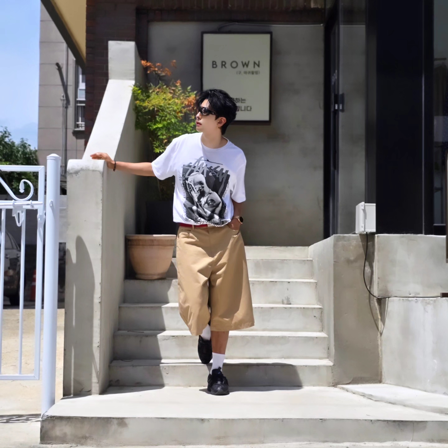 Stussy x Goldie Metalheadz 30 T-Shirt White, Asics Gel-Sonoma 15-50 Black Obsidian Grey 착용 스타일 - 7