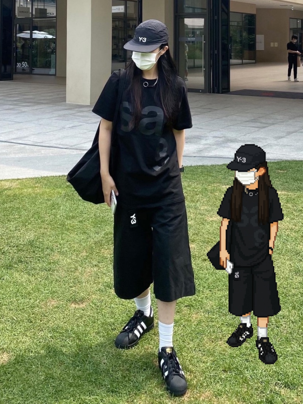 Supreme Loose Fit Multi Stripe S/S Shirt Black - 24SS, Crocs Stomp Clog Black 착용 스타일 - 6
