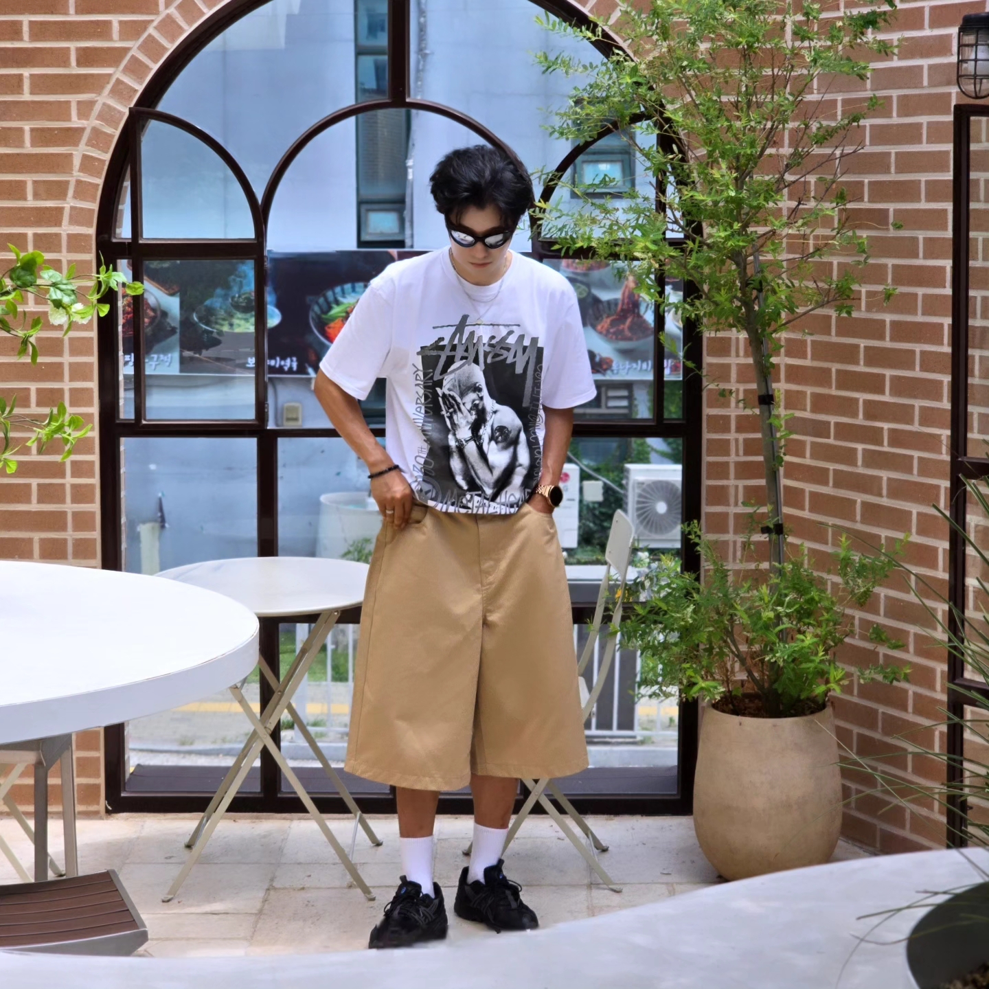 Stussy x Goldie Metalheadz 30 T-Shirt White, Asics Gel-Sonoma 15-50 Black Obsidian Grey 착용 스타일 - 5
