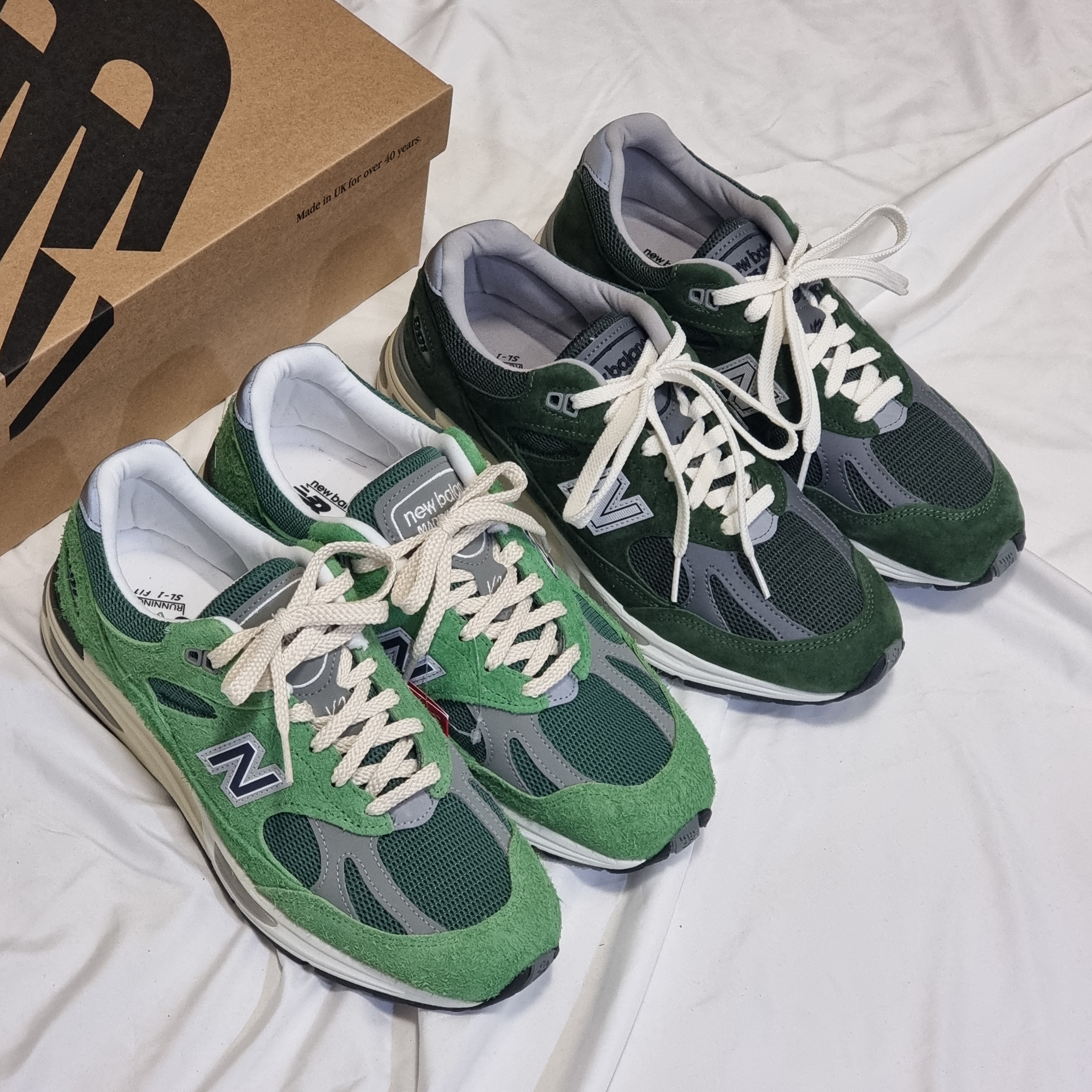 New Balance 991v2 Made in UK Mineral Green Comfrey, New Balance 991v2 Made in UK Kombu Green 착용 스타일 - 3