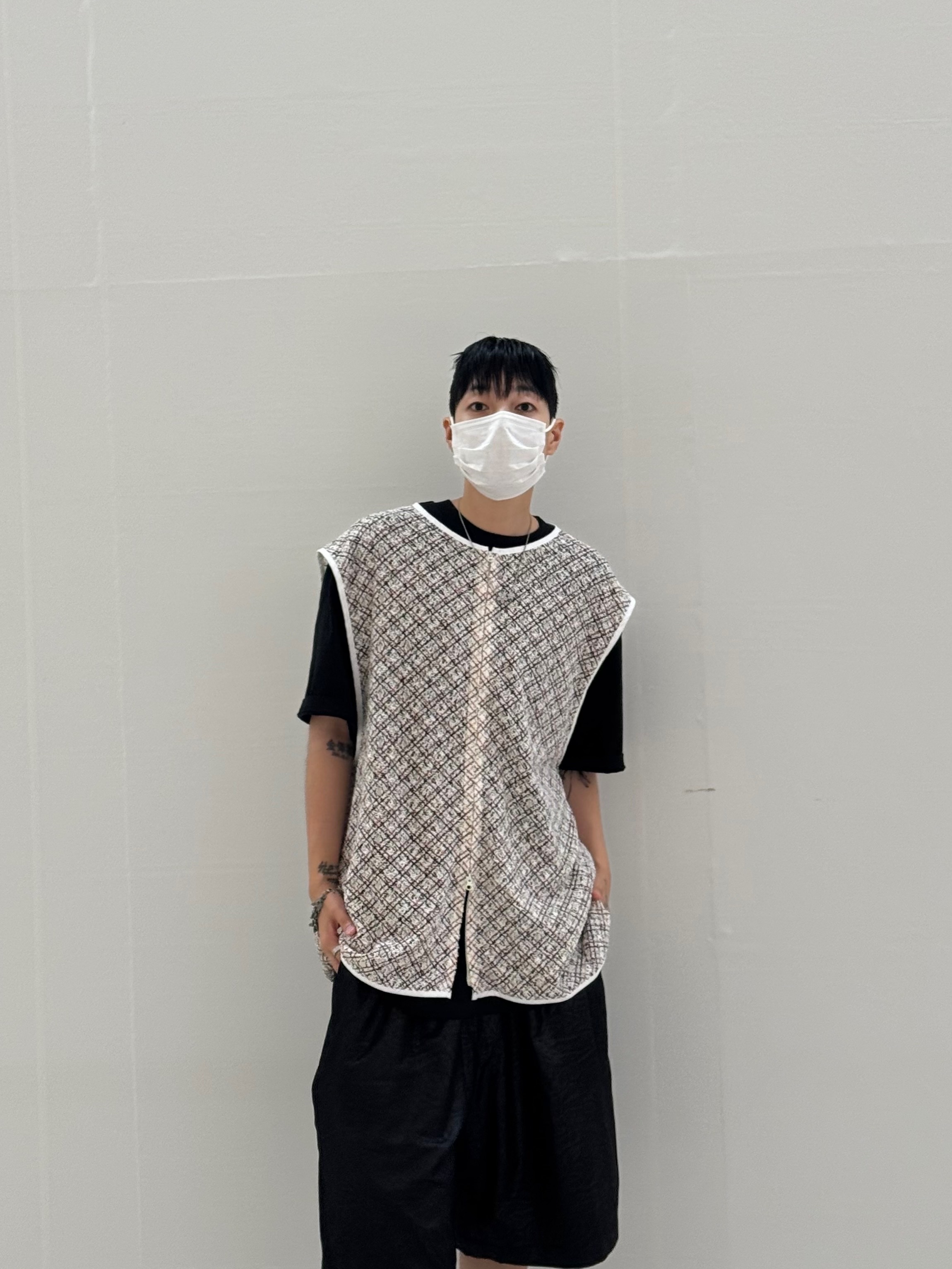 Hono Report Summer Breathable Vest Mixture, Hono Report Easy Half Pants Black 착용 스타일 - 1