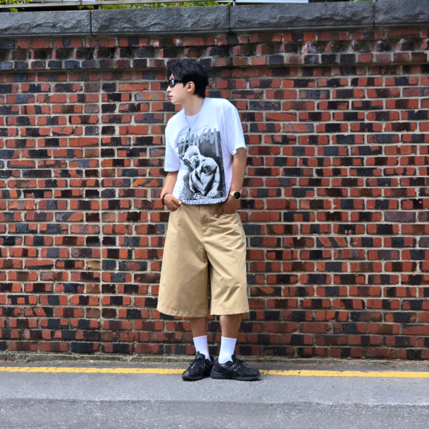 Stussy x Goldie Metalheadz 30 T-Shirt White, Asics Gel-Sonoma 15-50 Black Obsidian Grey 착용 스타일 - 2