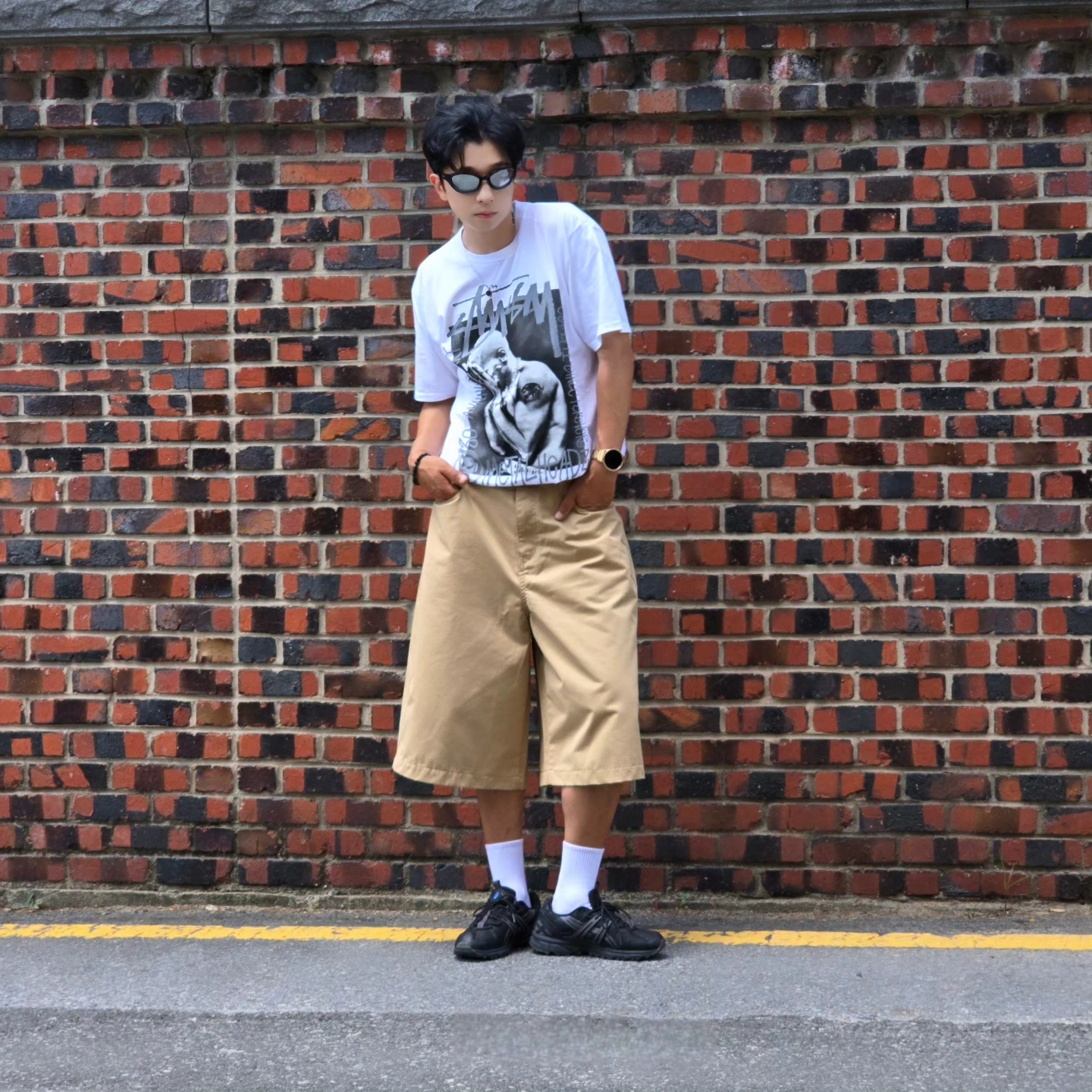 Stussy x Goldie Metalheadz 30 T-Shirt White, Asics Gel-Sonoma 15-50 Black Obsidian Grey 착용 스타일 - 10