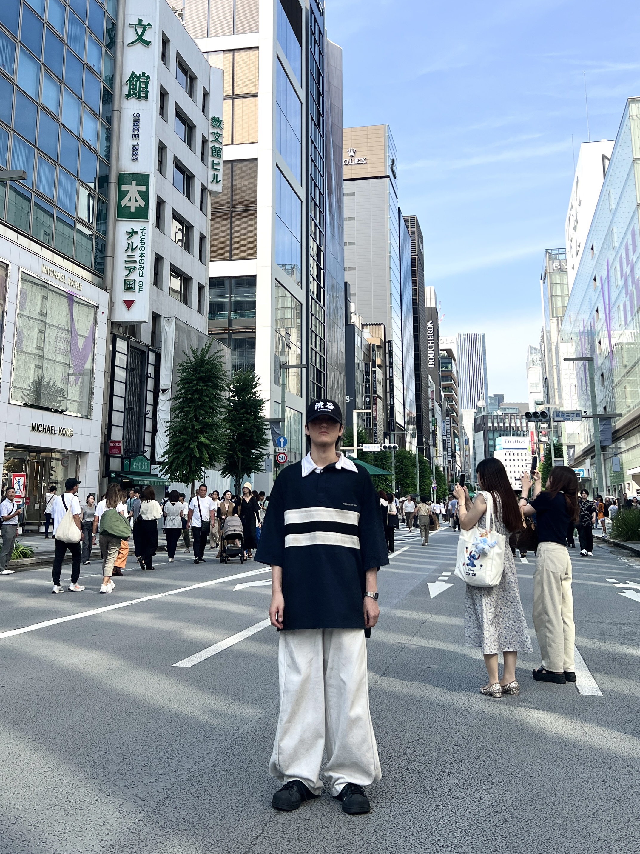 Darkr8m Studio Shibuya White Logo Cap Black - Shibuya Parco Store Exclusive, Project G/R Bullied Half Polo Shirts Navy 착용 스타일 - 7