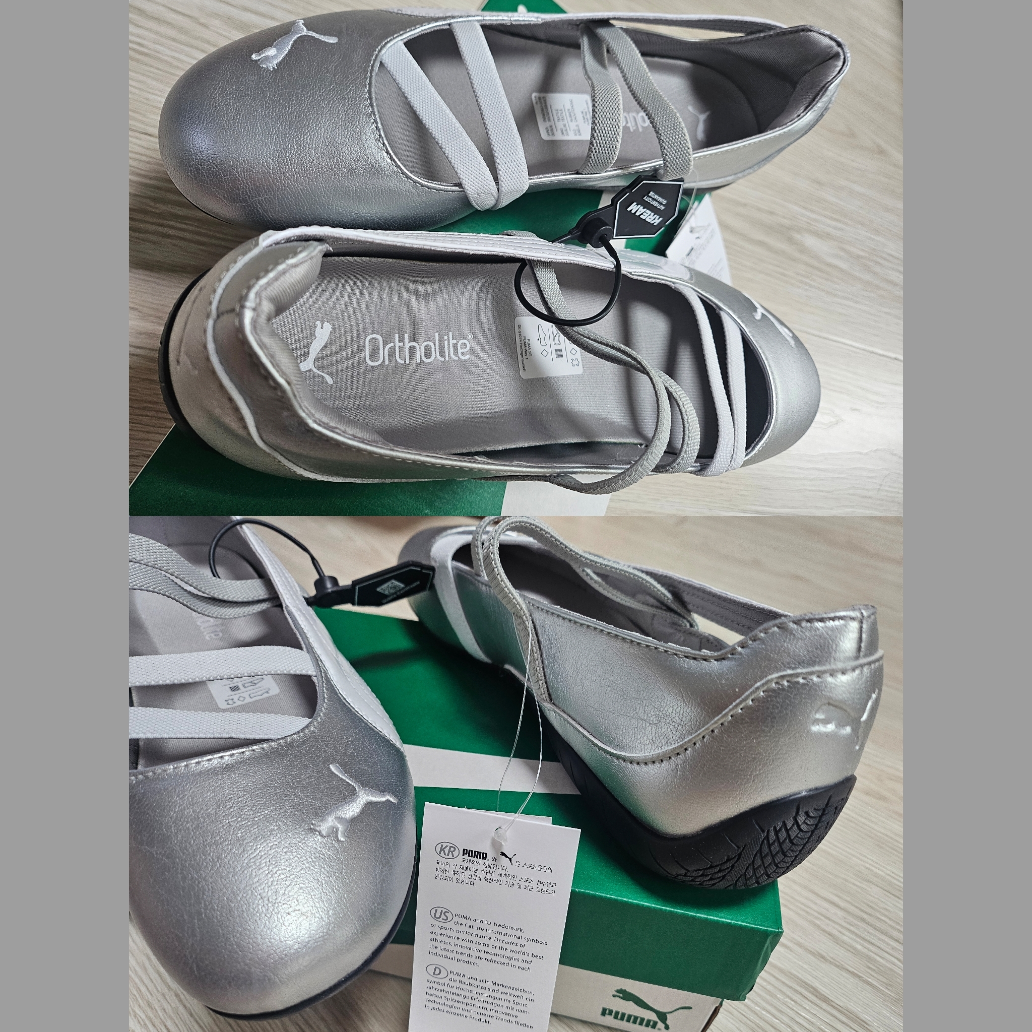 (W) Puma Speedcat Ballet Metallic Puma Silver Puma White 착용 스타일 - 3