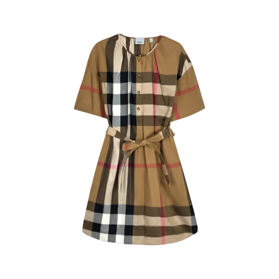 8084311 (W) Burberry Gretton Cotton Belt Dress Taupe Brown