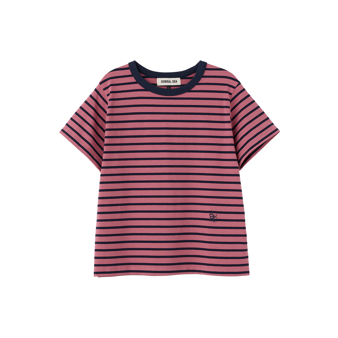 제너럴아이디어 우먼 레귤러 스트라이프 반팔티 모브 핑크(General Idea Woman Regular Stripe Half T-Shirts Mauve Pink)
