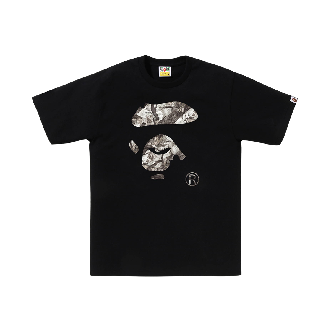 - BAPE Tree Edge Camo Ape Face T-Shirt Black White