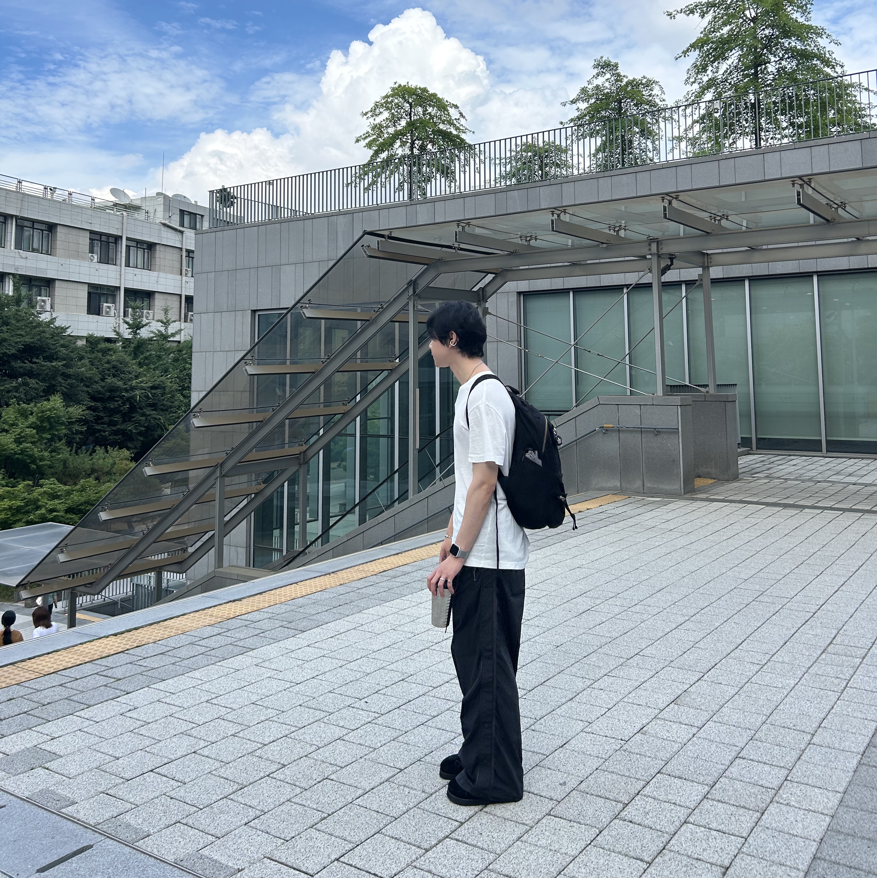 [프리오더] Polyteru Sliders Shoes Black, Polyteru Used Backpack 2PK Black 착용 스타일