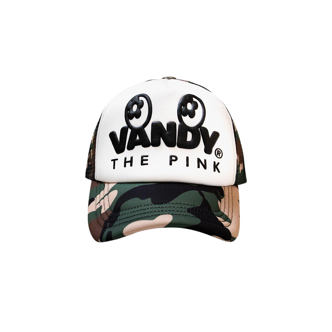 반디 더 핑크 아이 로고 트러커 햇 그린 카모(Vandy The Pink Eye Logo Trucker Hat Green Camo)