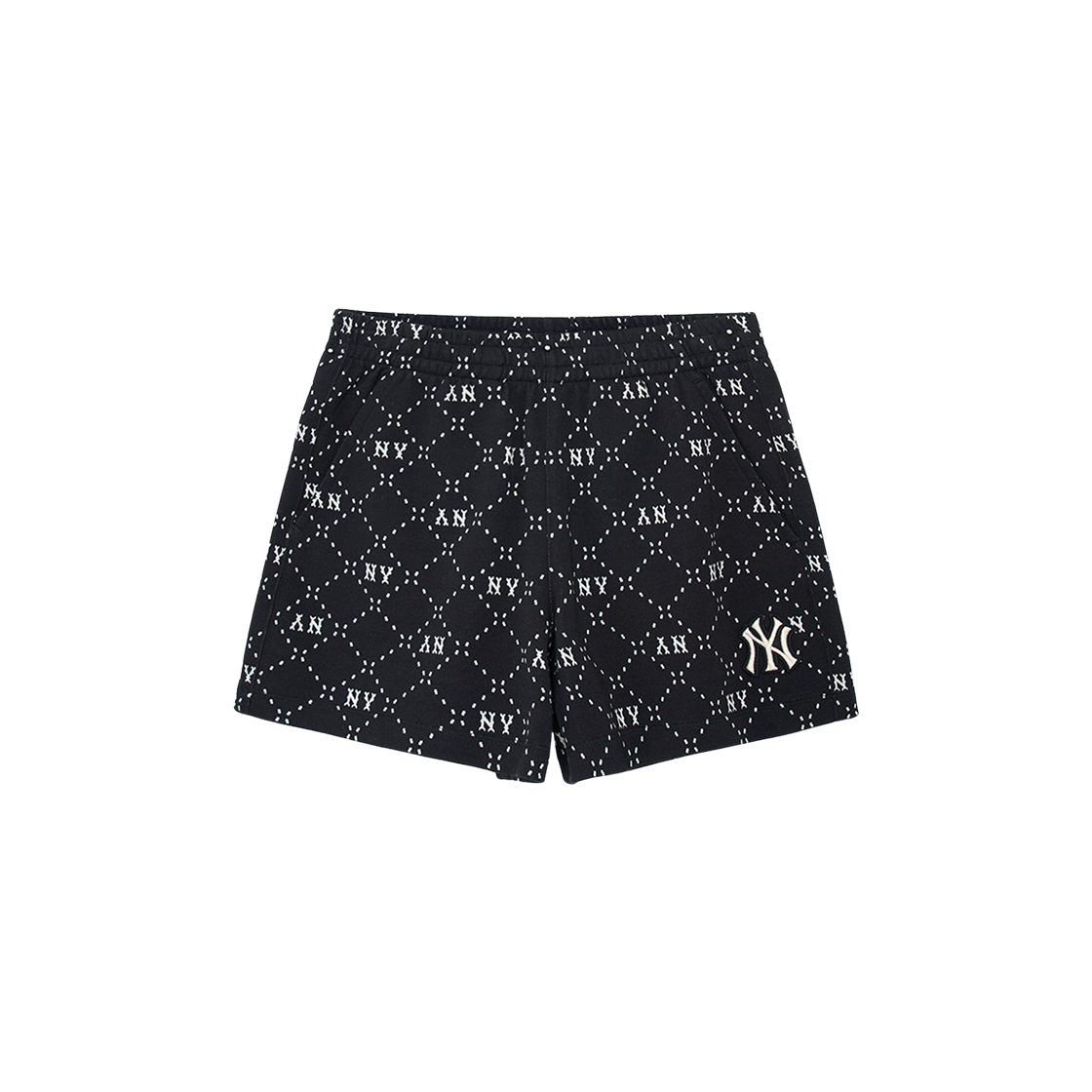 (W) MLB 다이아 모노그램 프론트 패널 패턴 쇼츠 뉴욕 양키스 블랙((W) MLB Dia Monogram Front Panel Pattern Shors New York Yankees Black)