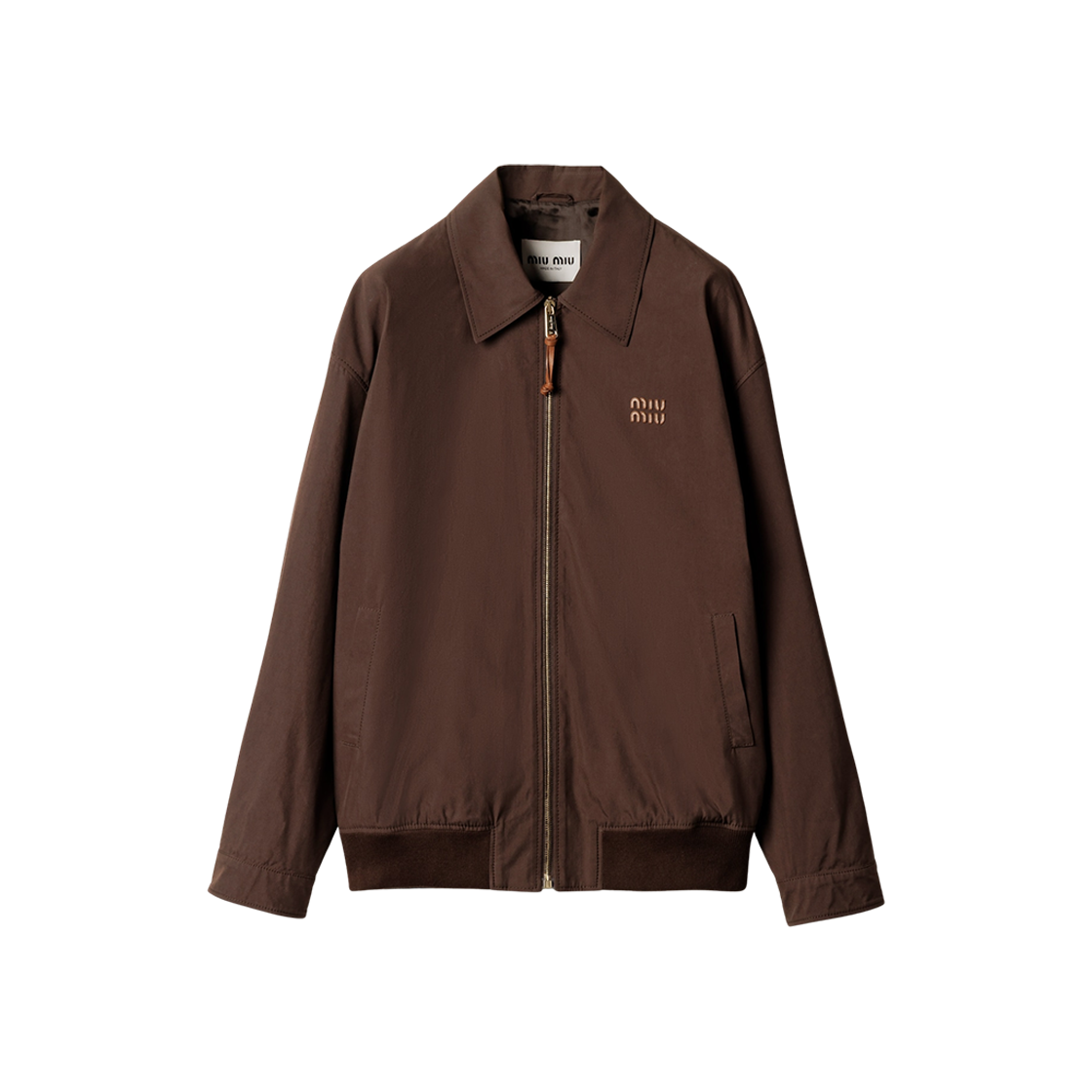 (W) 미우 미우 파나마 코튼 블루종 자켓 코코아 브라운((W) Miu Miu Panama Cotton Blouson Jacket Cocoa Brown)