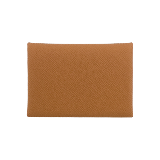 ITNJ9NMQJL2M Hermes Calvi Duo Card Holder Camel Gold (Stamp W)