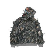 BAPE Tree Edge Camo Laser Cut Cropped Shark Full Zip Hoodie Brown
