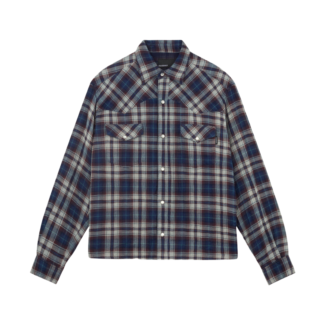 라스벳 플란넬 롱슬리브 웨스턴 셔츠 블루 플레이드(Rassvet Flannel LS Western Shirt Blue Plaid)