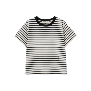 General Idea Woman Regular Stripe Half T-Shirts White
