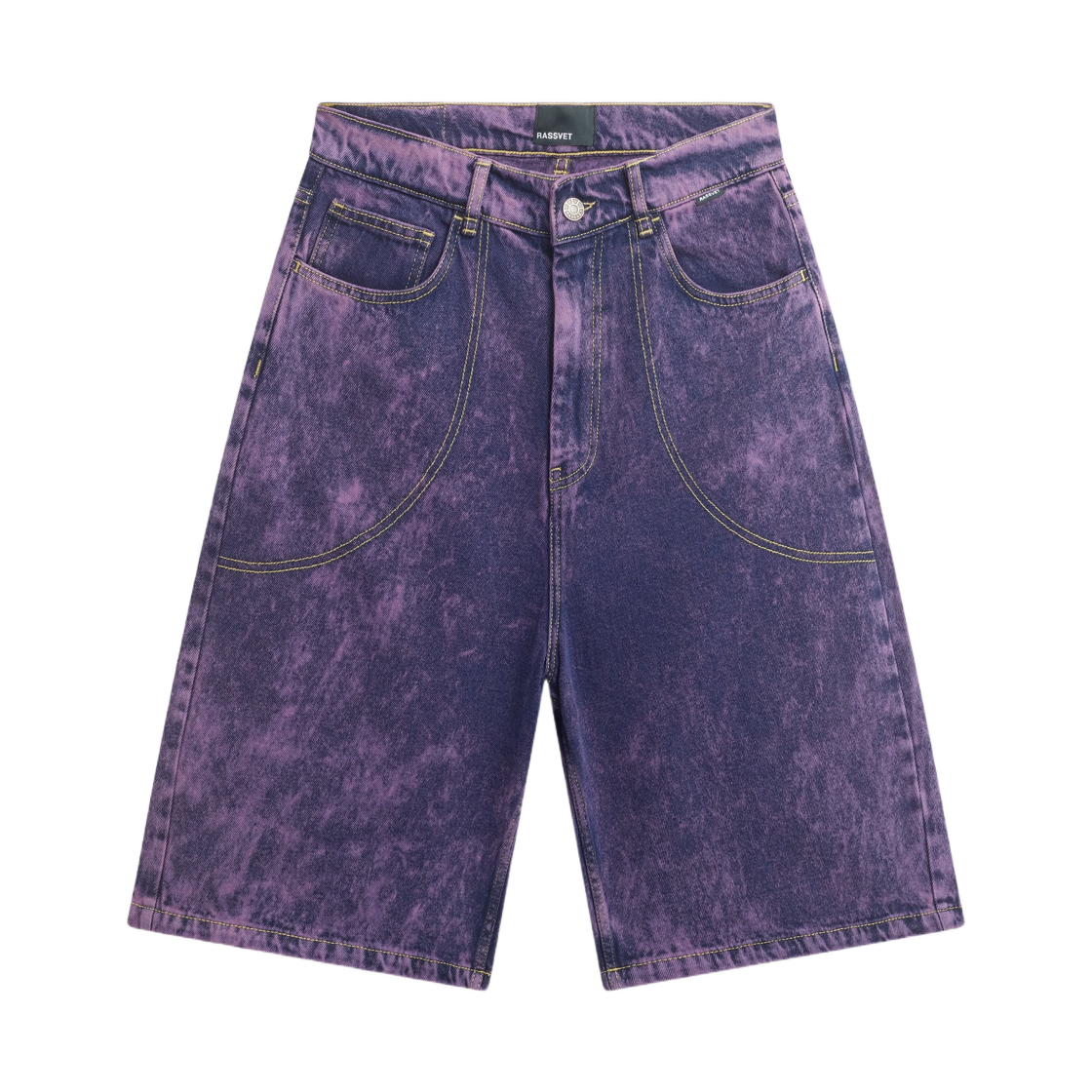 라스벳 애시드 워시 데님 쇼츠 퍼플(Rassvet Acid Wash Denim Shorts Purple)