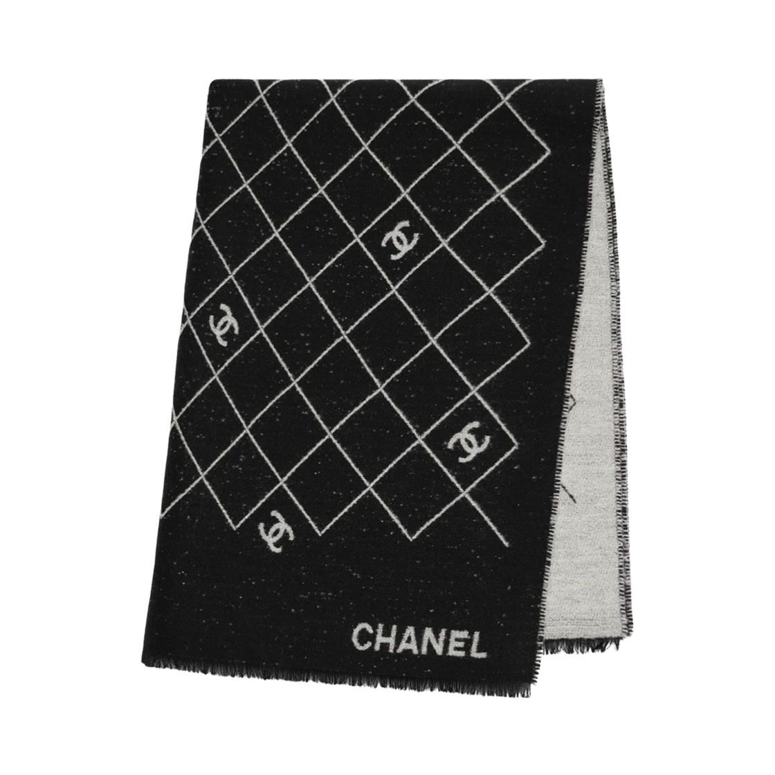 AAB206-B21169-U2131 (W) Chanel Stole Wool Mixed Fibers & Black White