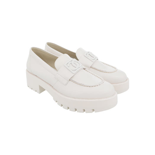 ITL7SBP53WCS Chanel 24A Square CC Logo Loafers 38 Ivory