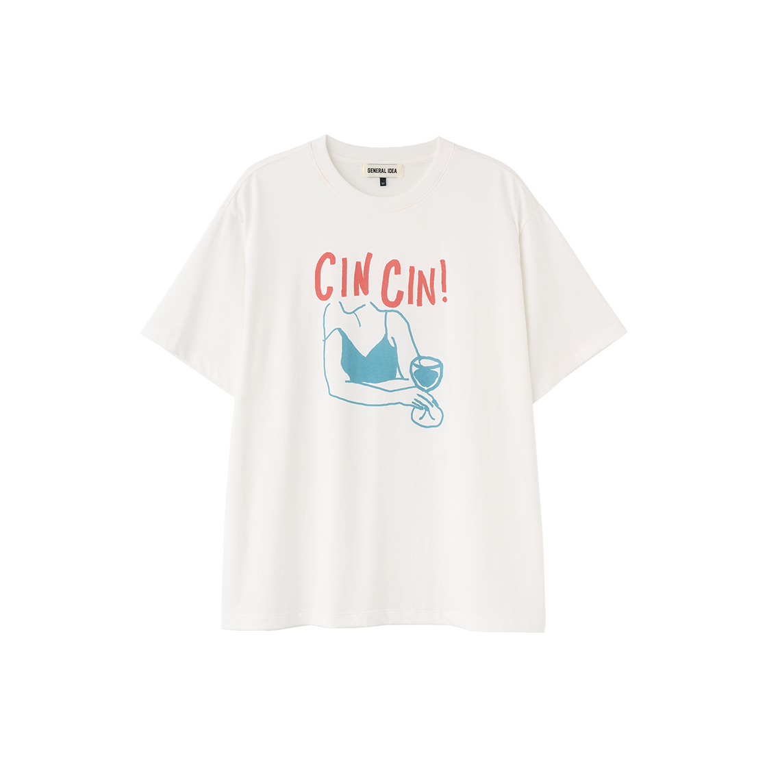 제너럴아이디어 유니섹스 친친 레귤러 반팔티 화이트(General Idea Unisex Cin Cin Regular Half T-Shirts White)