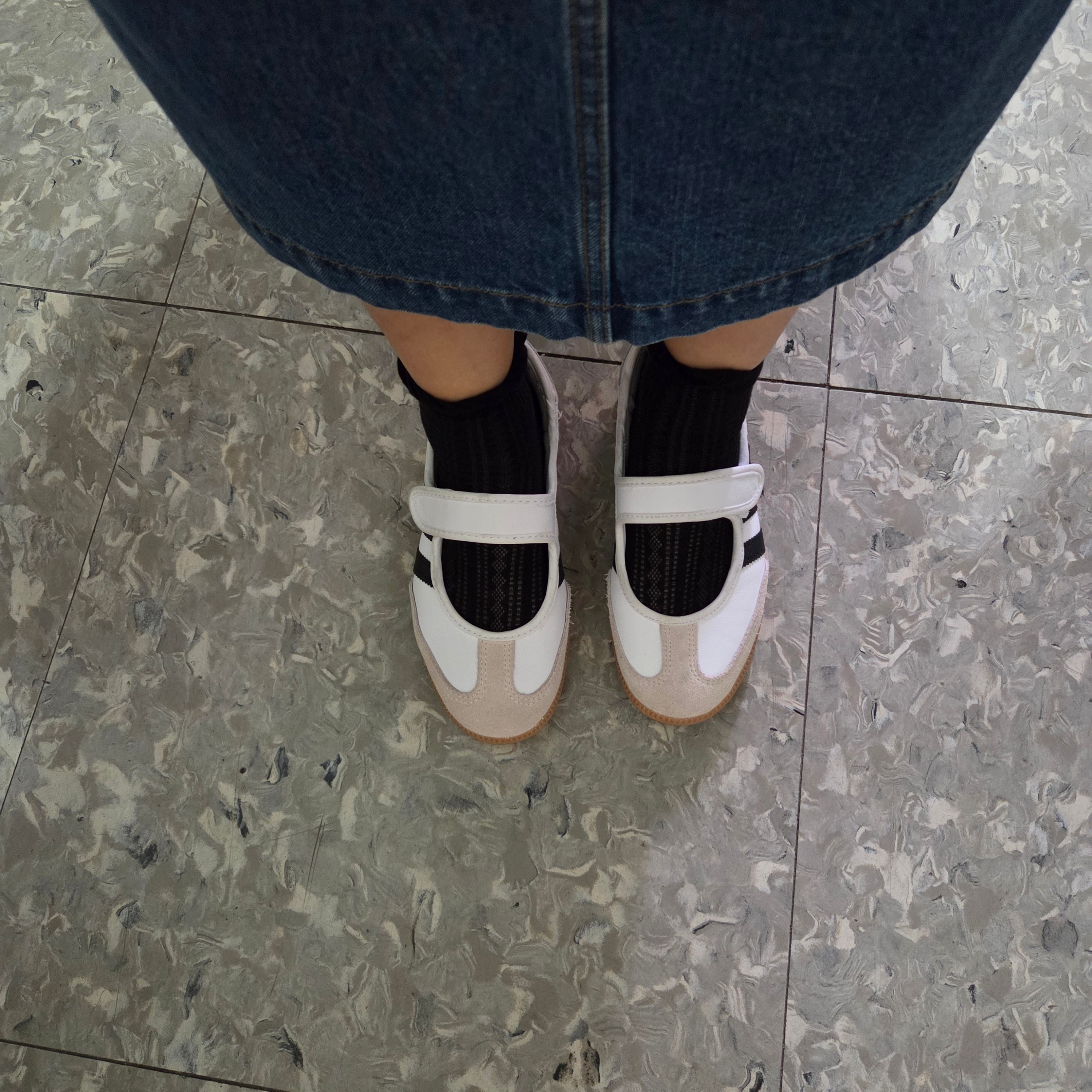 (W) Adidas Samba Jane Cloud White Alumina 착용 스타일 - 1