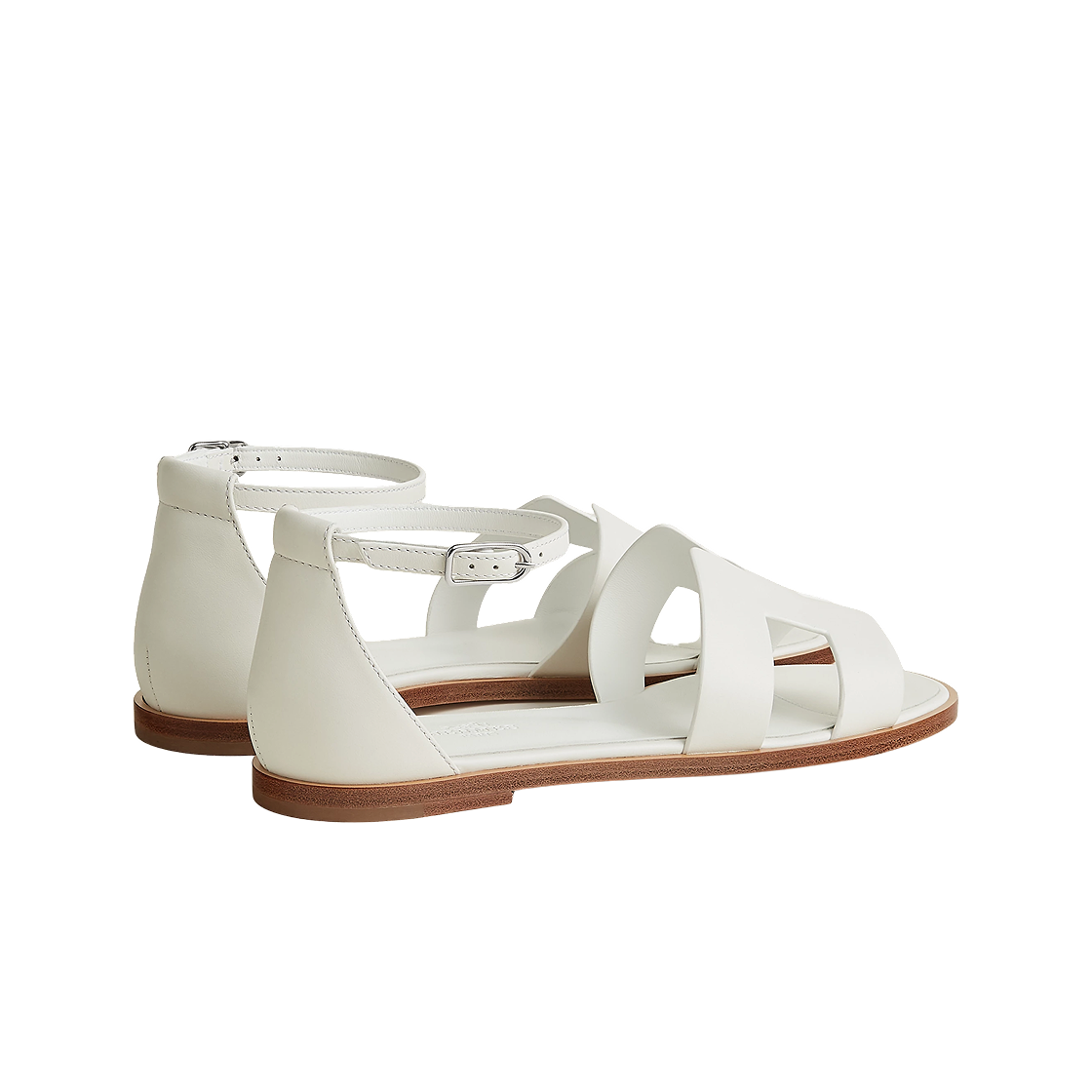 (W) 에르메스 산토리니 샌들 카프스킨 & 블랑((W) Hermes Santorini Sandal Calfskin & Blanc) - 3