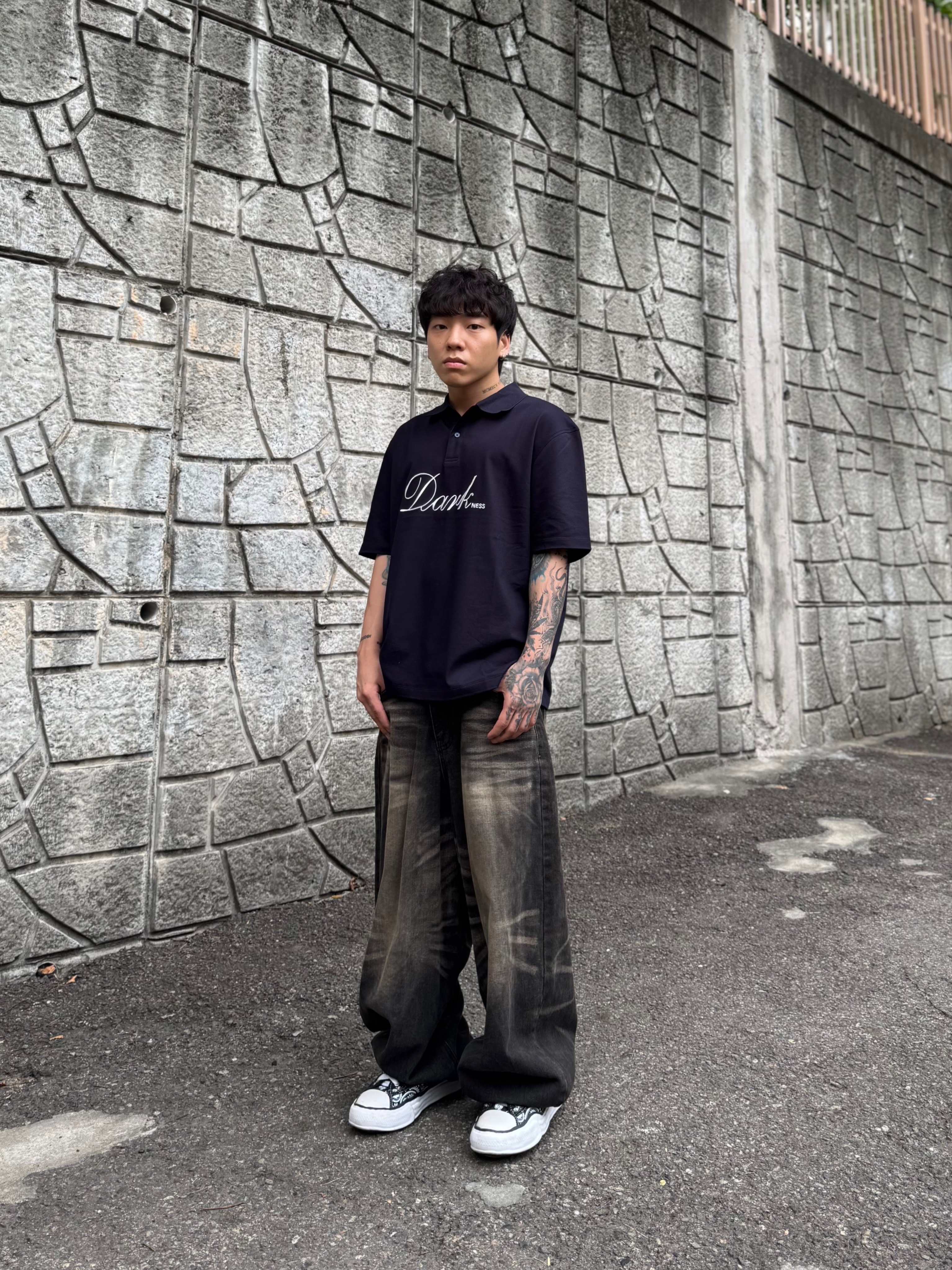 Maison Mihara Yasuhiro Peterson OG Sole Canvas Bandana Low-top Sneakers Black 착용 스타일 - 3