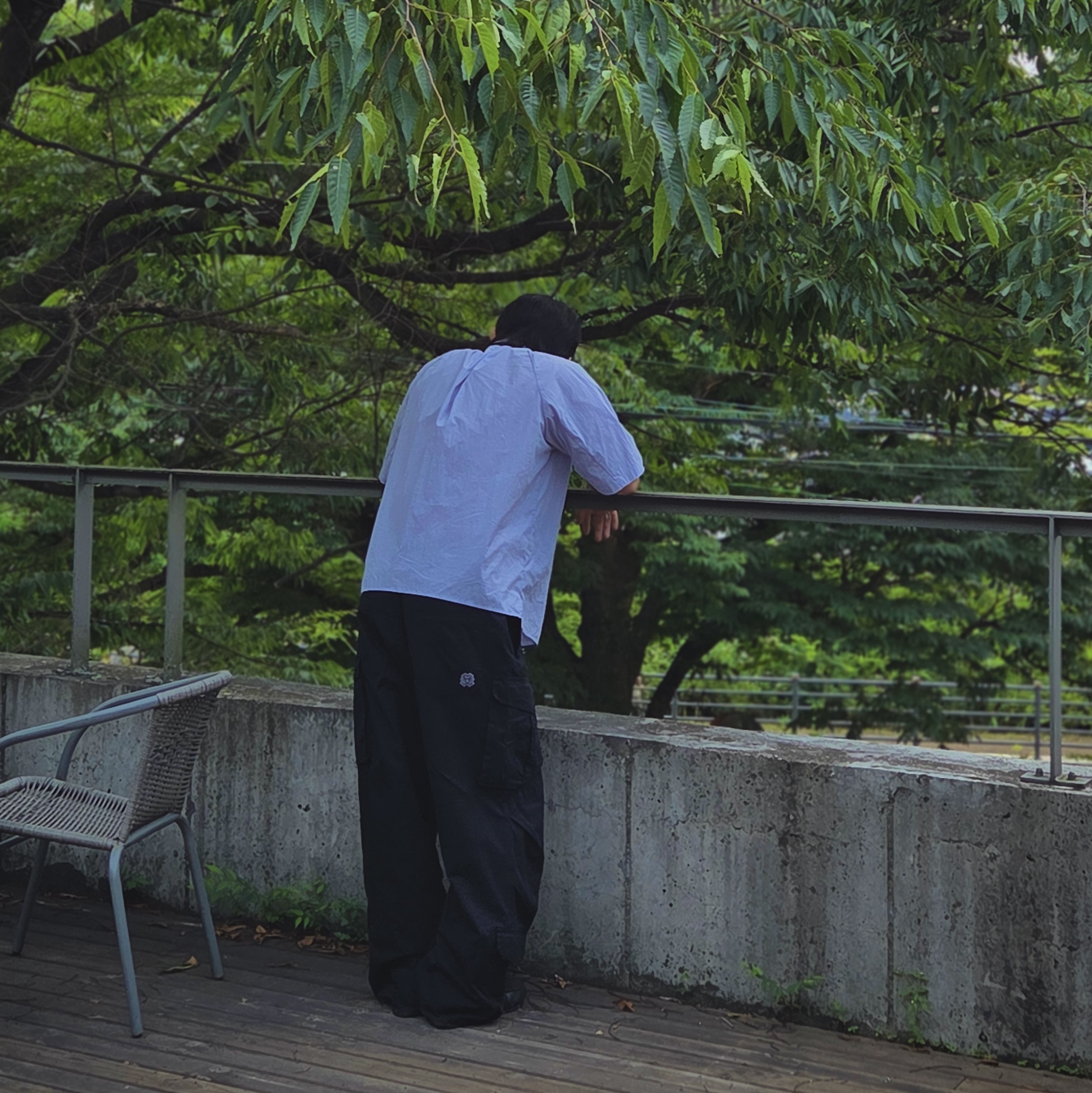 Flavorism VTG Washed Cargo Pants Black 착용 스타일 - 6