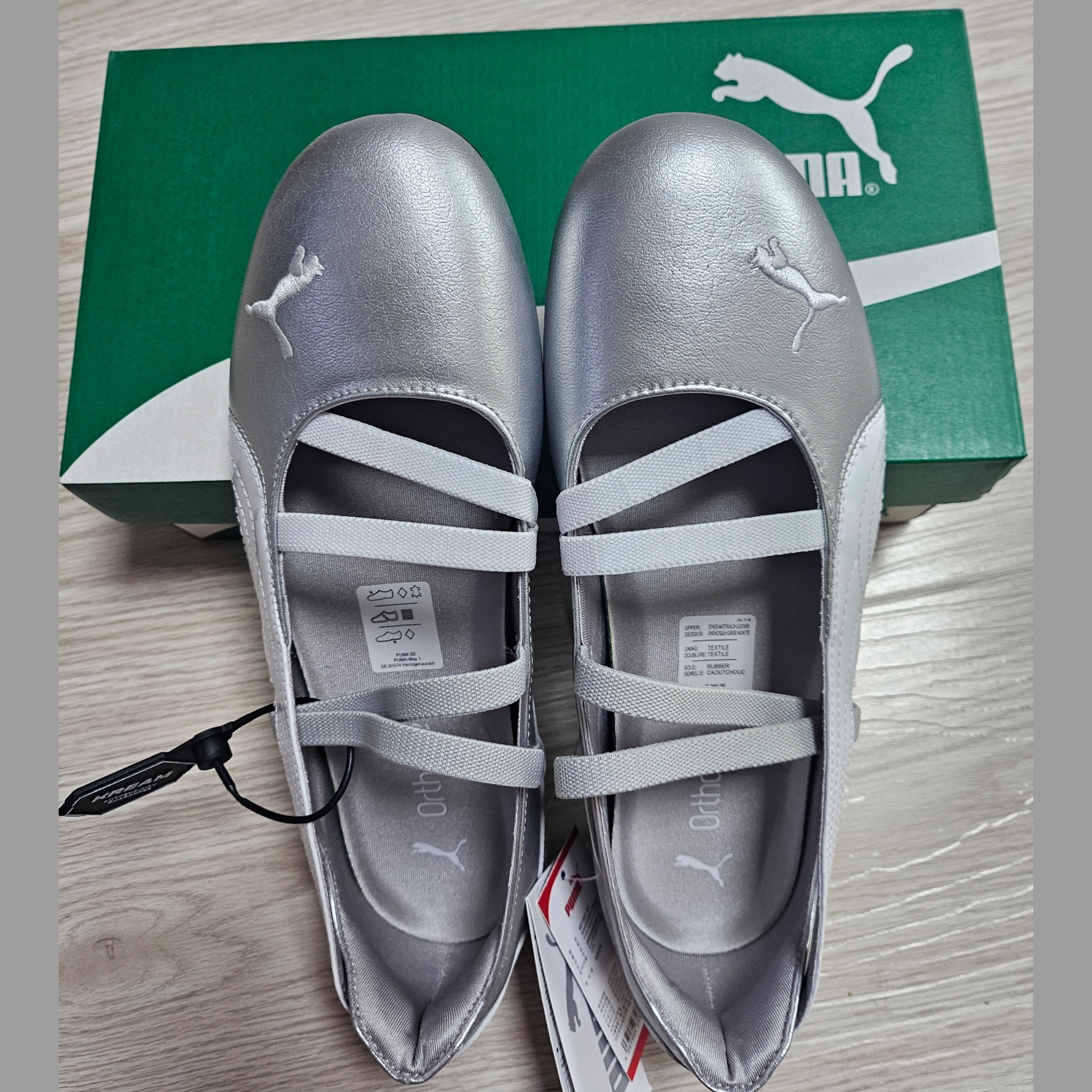 (W) Puma Speedcat Ballet Metallic Puma Silver Puma White 착용 스타일 - 2