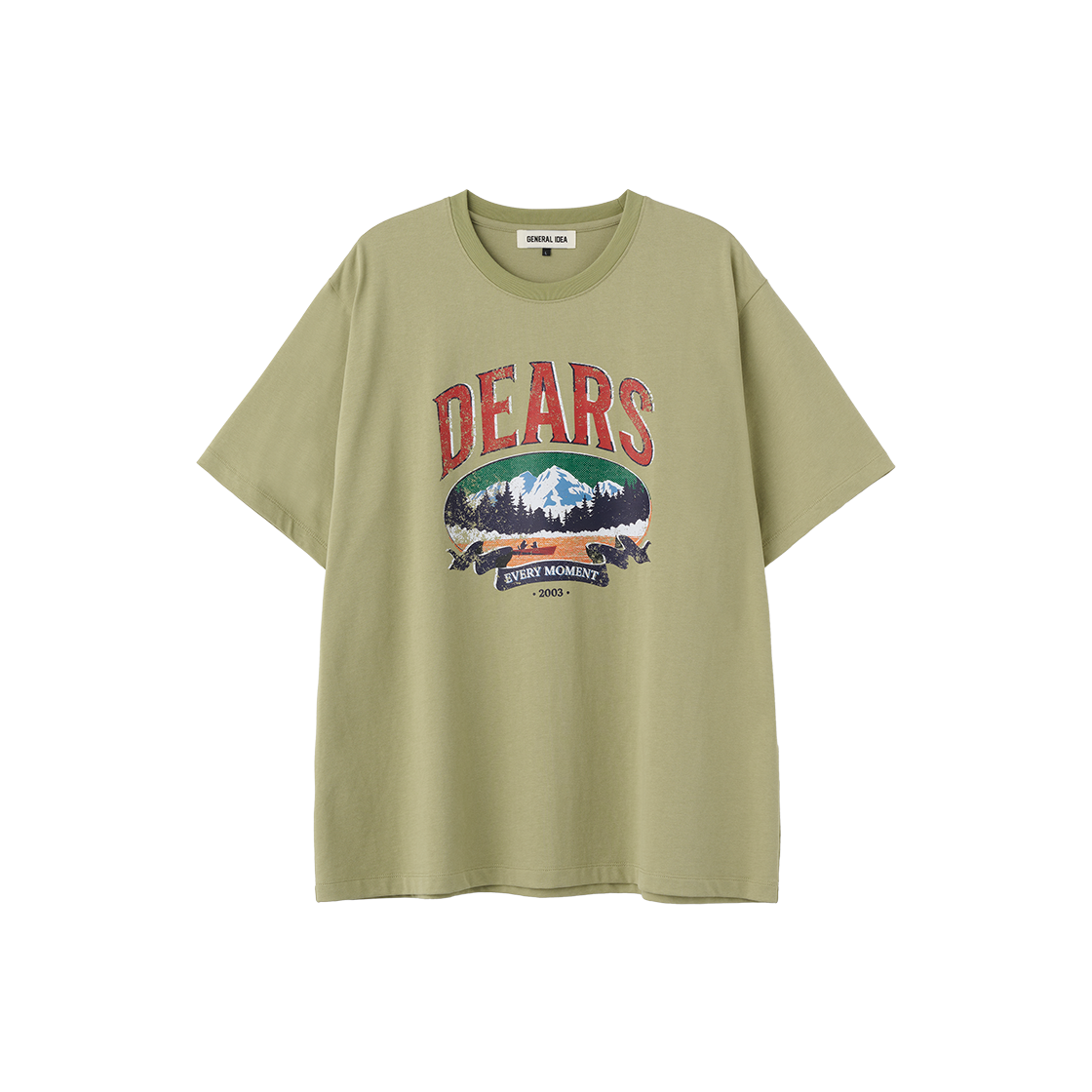 제너럴아이디어 유니섹스 디어스 루즈핏 반팔티 카키(General Idea Unisex Dears Loose Fit Half T-Shirts Khaki)