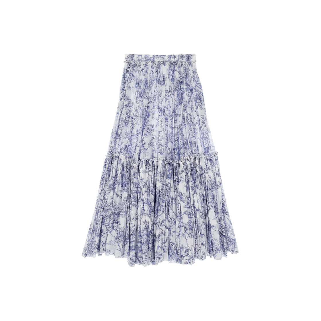 ITV5V84KT7K3 Dior Riviera Frill Pleated Full Skirt 36 White/Blue