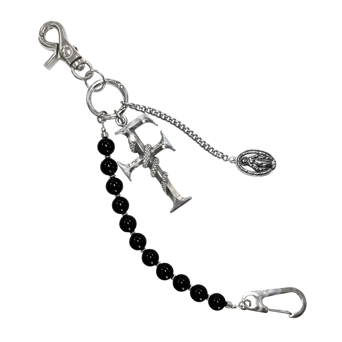 25034-1313-017-BK Farfromwhat Far F Beads Keyring Black - 대표 이미지 #1