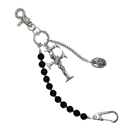25034-1313-017-BK [더블적립]Farfromwhat Far F Beads Keyring Black