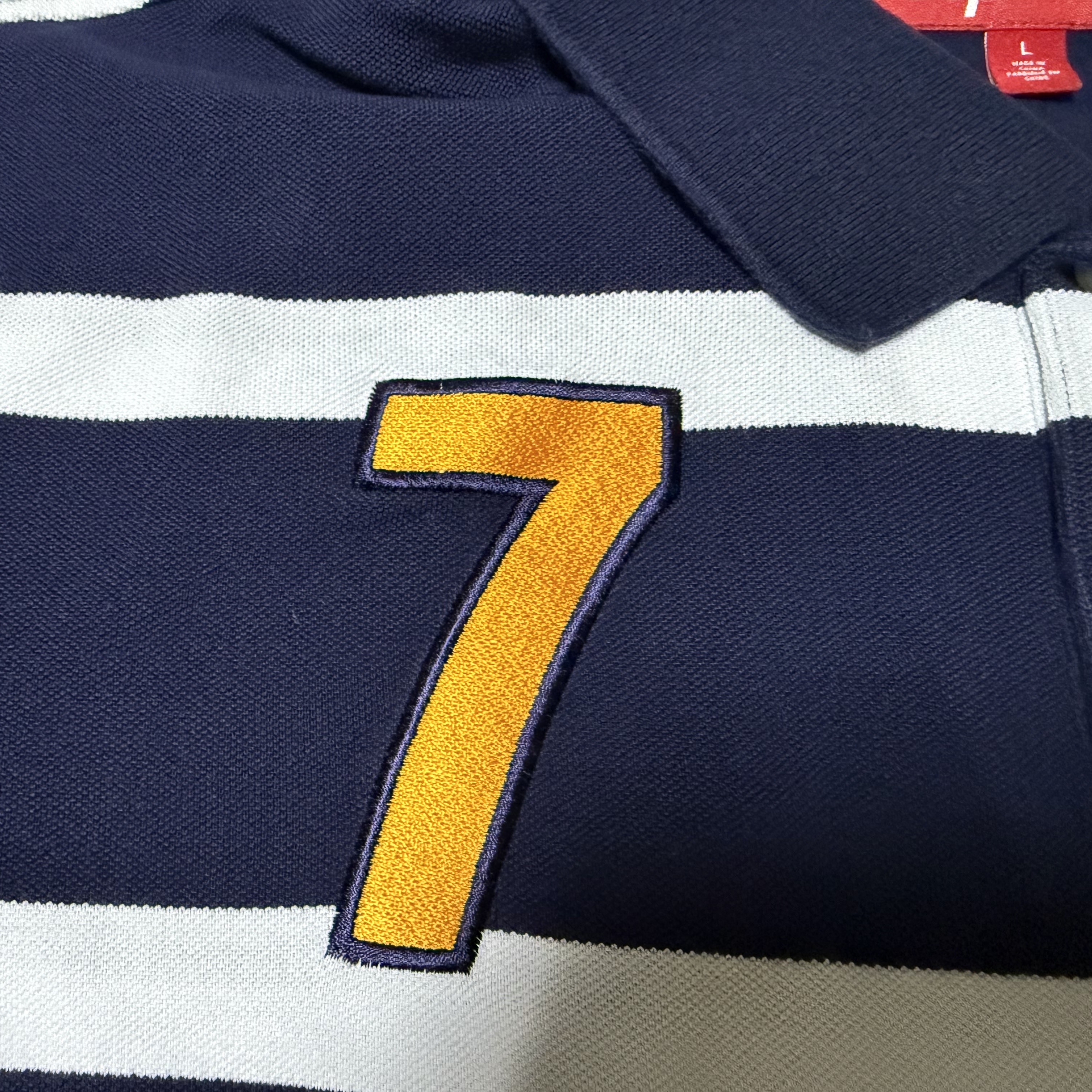 Supreme Cursive Polo Navy Stripe - 25SS 착용 스타일 - 4
