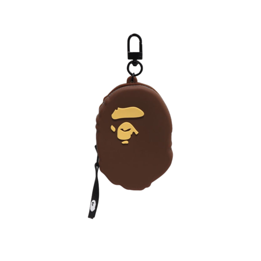 - BAPE Ape Head Silicon Coin Case Brown