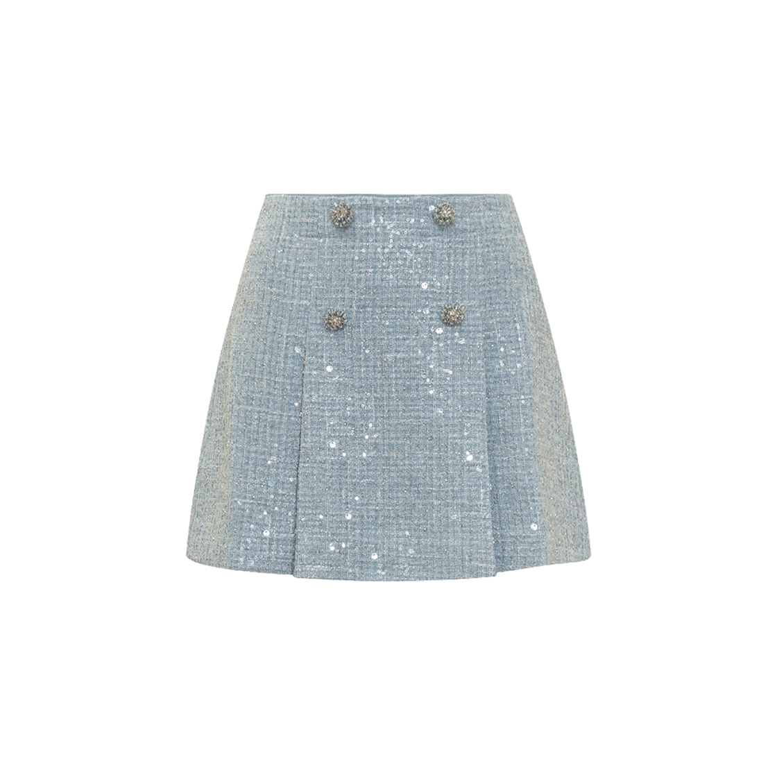 (W) 셀프 포트레이트 시퀸 부클 미니 스커트 블루((W) Self Portrait Sequin Boucle Mini Skirt Blue)