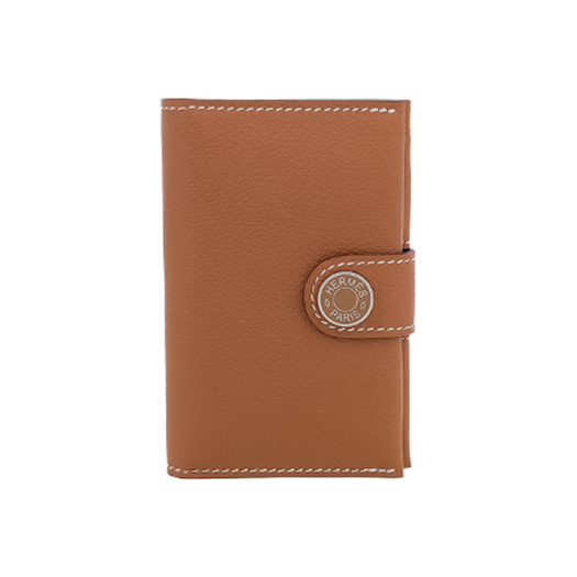 IT4OPKNS4OH8 Hermes R.M.S Card Holder Camel Gold Silver (Stamp K)