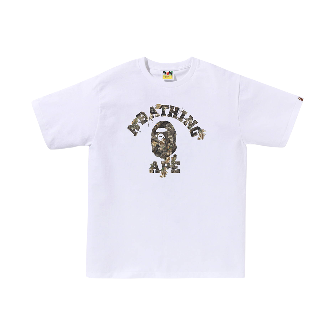 - BAPE Tree Edge Camo College T-Shirt White Brown