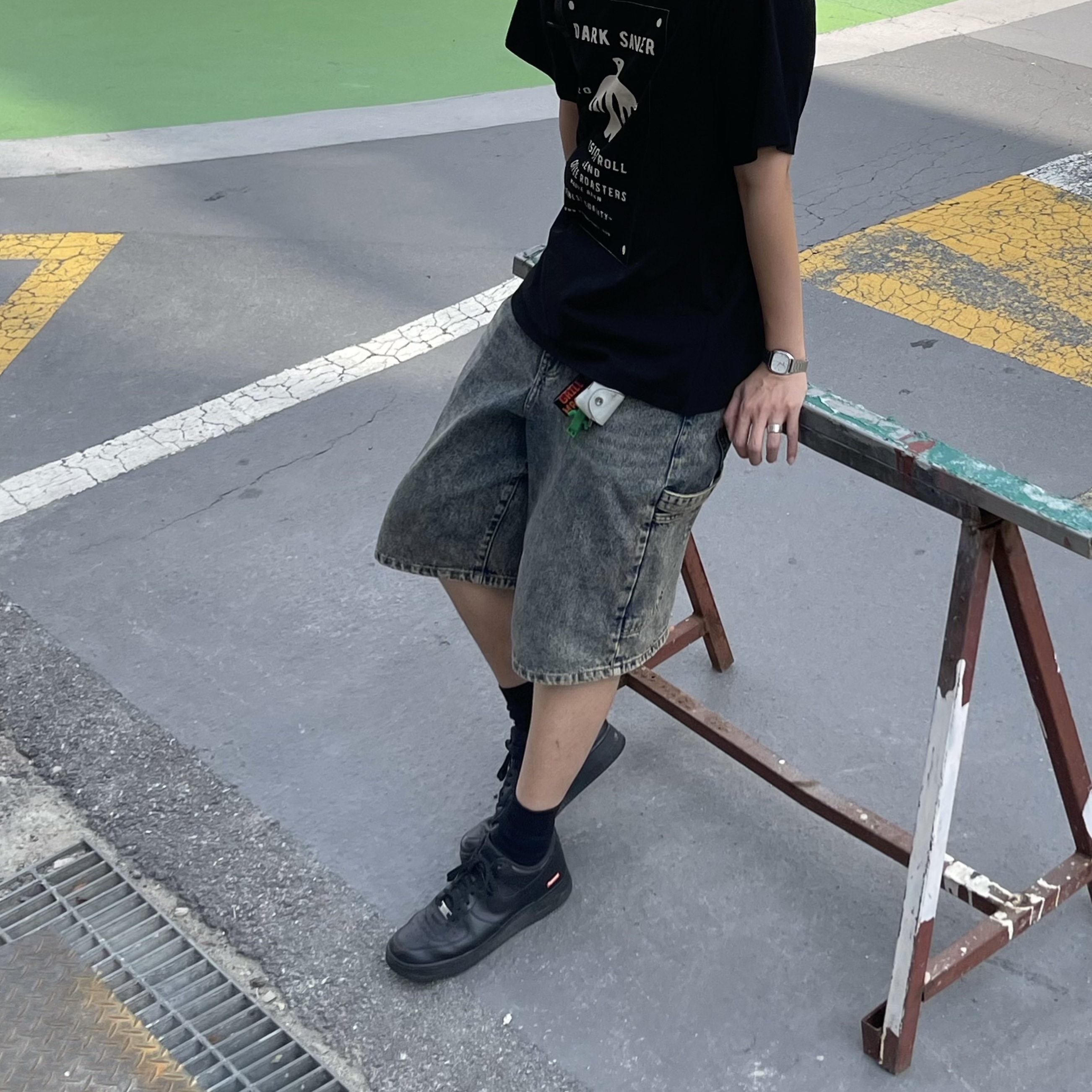 Nike x Supreme Air Force 1 Low Black 착용 스타일